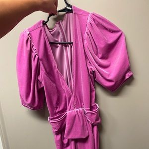 For live and lemons pink velvet dress